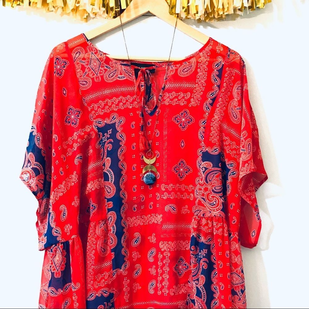 Lane Bryant Paisley Print Peplum Boho Sheer Blouse